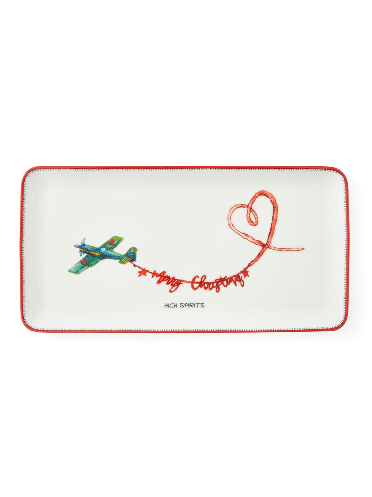 Spode White Kit Kemp Doodles Christmas Dessert Tray - Image 2 of 6