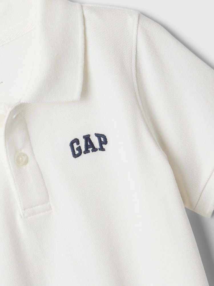 Gap White Logo Pique Short Sleeve Polo Shirt (Newborn-5yrs) - Image 3 of 3 Gap White Logo Pique Short Sleeve Polo Shirt (Newborn-5yrs) - Image 3 of 3
