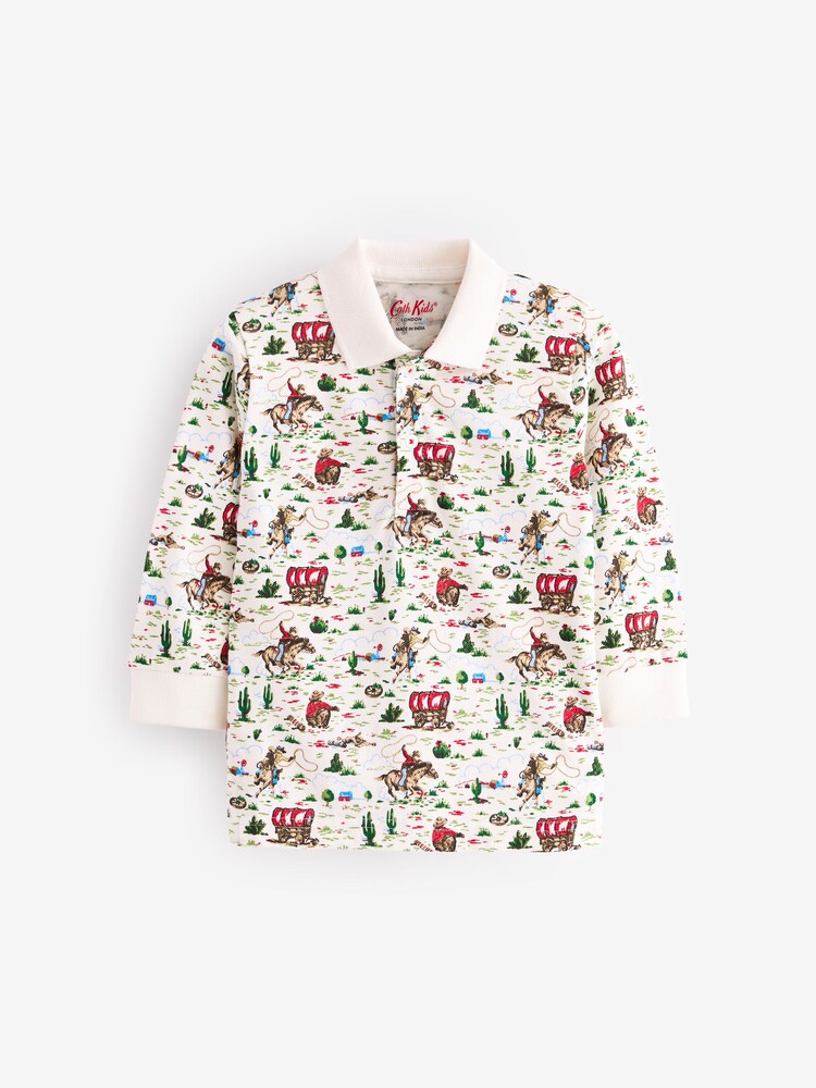 Ecru White Cath Kidston 100% Cotton Long Sleeve Polo Shirt (3mths-7yrs) - Image 1 of 8