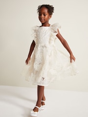 Phase Eight Cream Rosa Lace Appliqué Smock Dress - Image 3 of 7