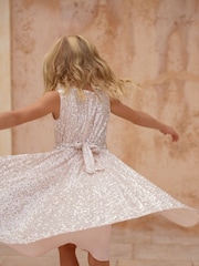 Phase Eight Pink Tiana Sequin Pleat Dress - Image 2 of 8