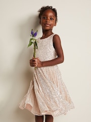Phase Eight Pink Tiana Sequin Pleat Dress - Image 3 of 8