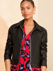 Love & Roses Black Faux Leather Zip Through Jacket - Image 2 of 4