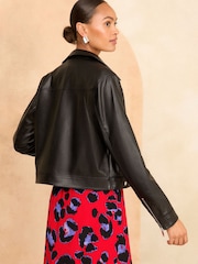 Love & Roses Black Faux Leather Zip Through Jacket - Image 4 of 4