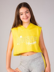 Pineapple Yellow Girls Sleeveless Dance Crop Hoodie - Image 1 of 6