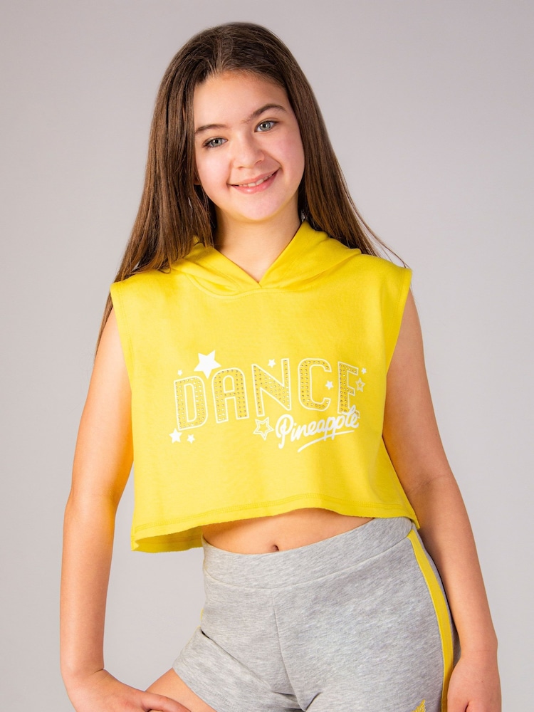 Pineapple Yellow Girls Sleeveless Dance Crop Hoodie - Image 1 of 6