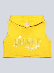 Pineapple Yellow Girls Sleeveless Dance Crop Hoodie - Image 5 of 6
