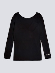 Pineapple Black Long Sleeve Womens Jersey Wrap Top - Image 6 of 6