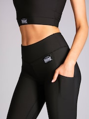 Pineapple Black Womens Pocket Badge Leggings - Image 2 of 7
