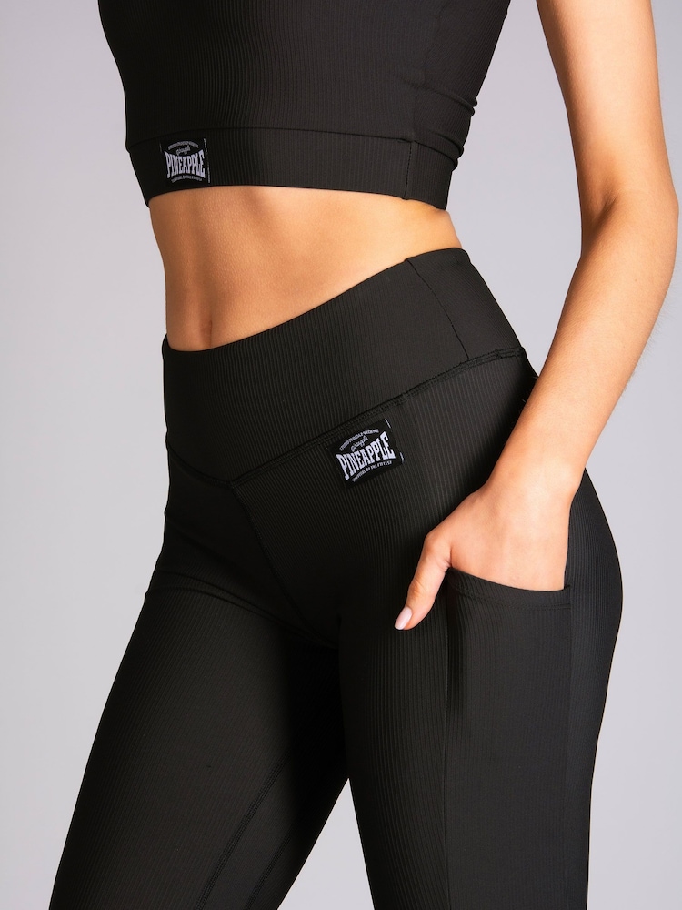 Pineapple Black Womens Pocket Badge Leggings - Image 2 of 7