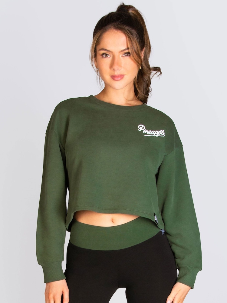 Verde - curto feminino com logo Midi Sweater - Imagem 1 de 5