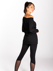 Pineapple Black Womens Off Shoulder Longline Sweatshirt - Image 4 of 6