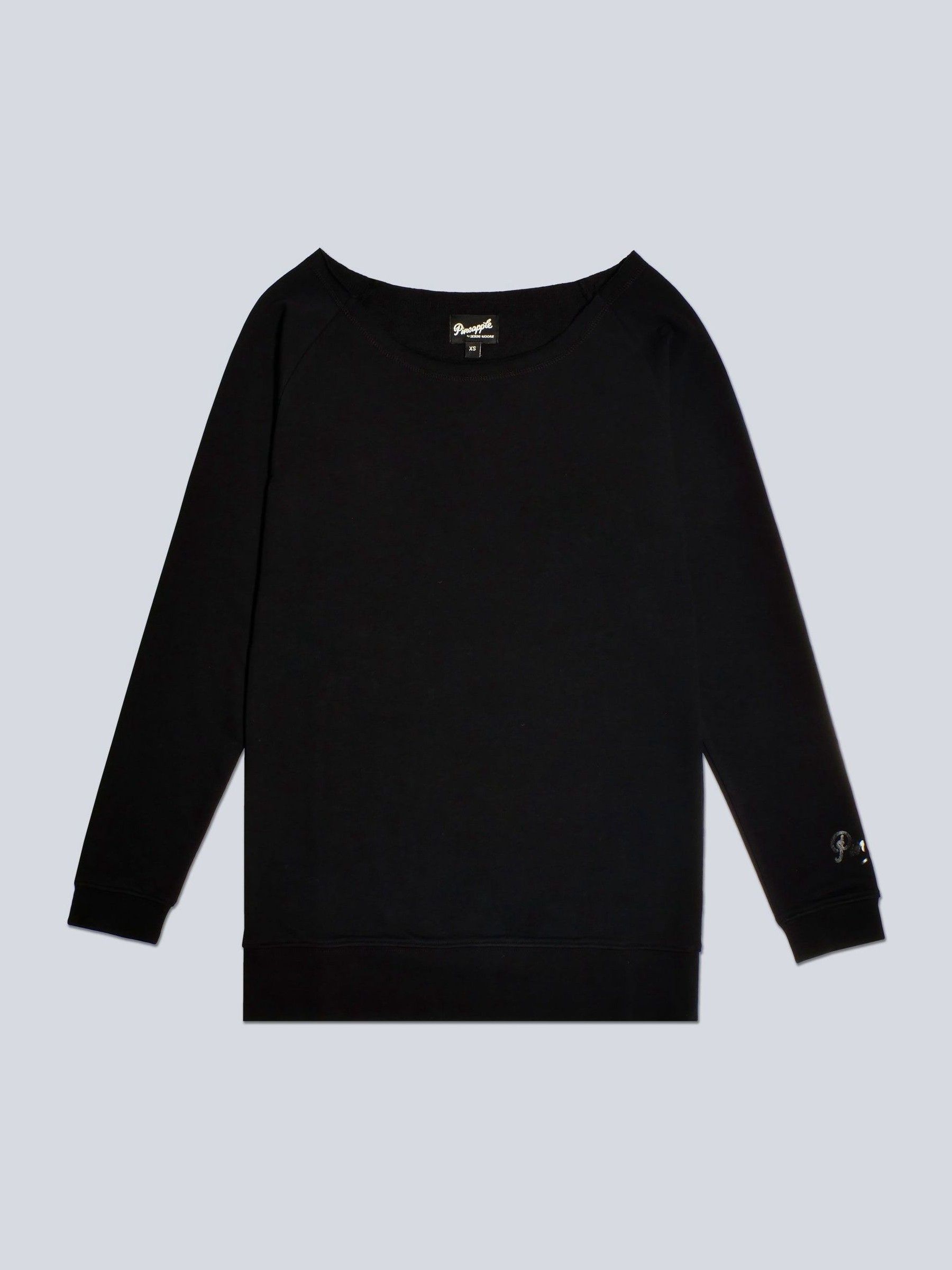 Buy Pineapple Black Womens Off Shoulder Longline Sweatshirt