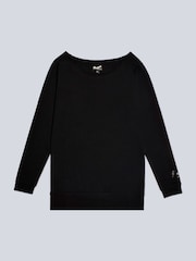Pineapple Black Womens Off Shoulder Longline Sweatshirt - Image 5 of 6