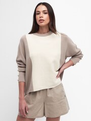Barbour® International Cream Hamilton Knitted 100% Cotton Jumper - Image 1 of 7