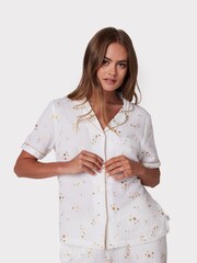 Weiß - Chelsea Peers langes Pyjamaset mit Folienstern-Print aus 100% Baumwolle - Bild 3 von 5
