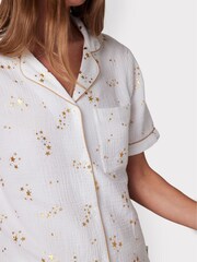 Weiß - Chelsea Peers langes Pyjamaset mit Folienstern-Print aus 100% Baumwolle - Bild 4 von 5