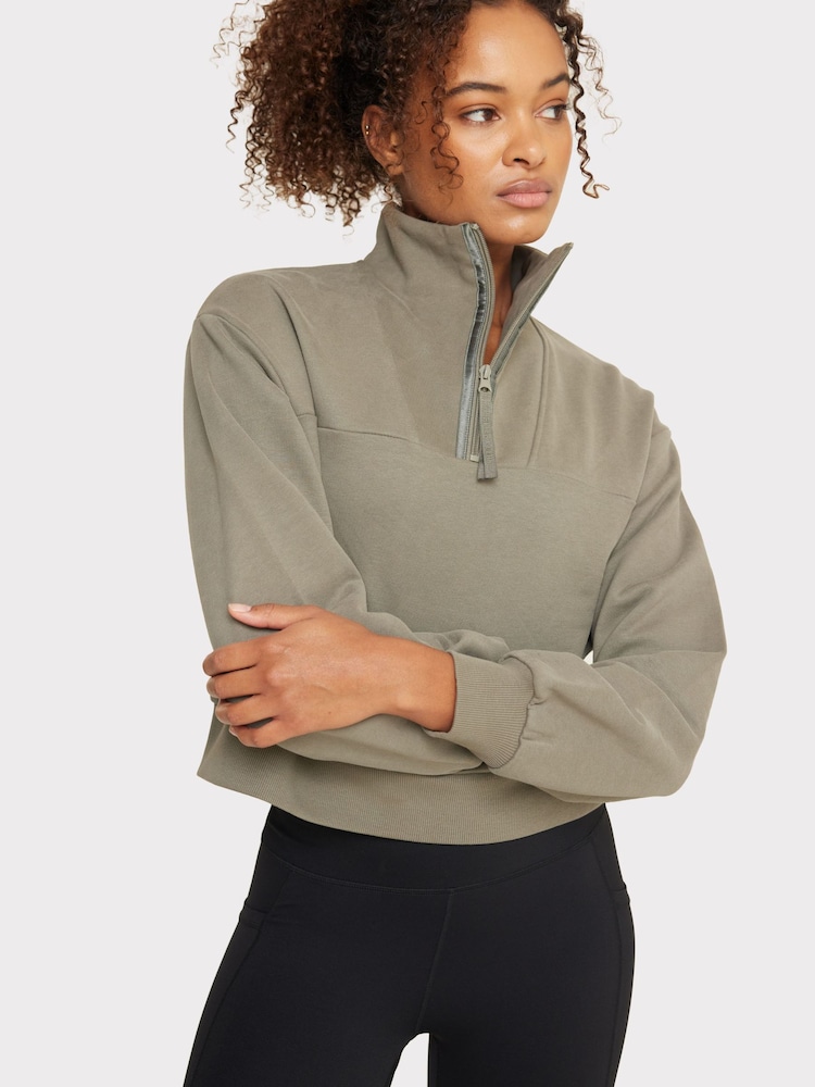 Chelsea Peers Green Organic Cotton Cropped Sweatshirt - Image 2 of 5