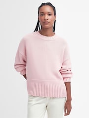 Barbour® Pink 100% Cotton Clifton Knitted Jumper - Image 1 of 6