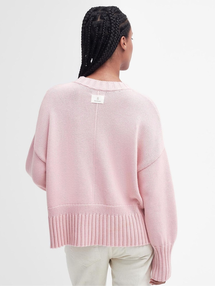 Barbour® Pink 100% Cotton Clifton Knitted Jumper - Image 2 of 6