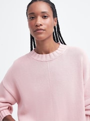 Barbour® Pink 100% Cotton Clifton Knitted Jumper - Image 4 of 6