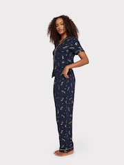 Blau - Chelsea Peers langes Pyjamaset mit Folienstern-Print aus 100% Baumwolle - Bild 3 von 5
