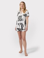 Chelsea Peers Cream Maternity Organic Cotton Lotus Tiger Print Short Pyjama Set - Image 2 of 5