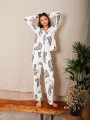 Chelsea Peers Organic Cotton Lotus Tiger Print Long Pyjama Set - Image 1 of 5