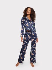 Chelsea Peers Blue Curve Satin Koi Fish Print Long Pyjama Set - Image 2 of 5