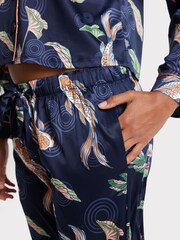 Chelsea Peers Blue Curve Satin Koi Fish Print Long Pyjama Set - Image 4 of 5