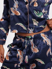 Chelsea Peers Blue Curve Satin Koi Fish Print Long Pyjama Set - Image 5 of 5