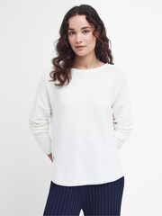 Barbour® White Marine Knitted 100% Cotton Jumper - Image 1 of 7