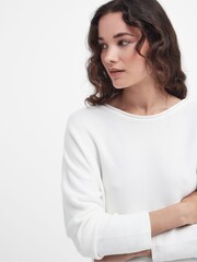 Barbour® White Marine Knitted 100% Cotton Jumper - Image 5 of 7