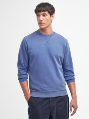 Barbour® Blue 100% Cotton Atherton Crew Jumper - Image 1 of 6