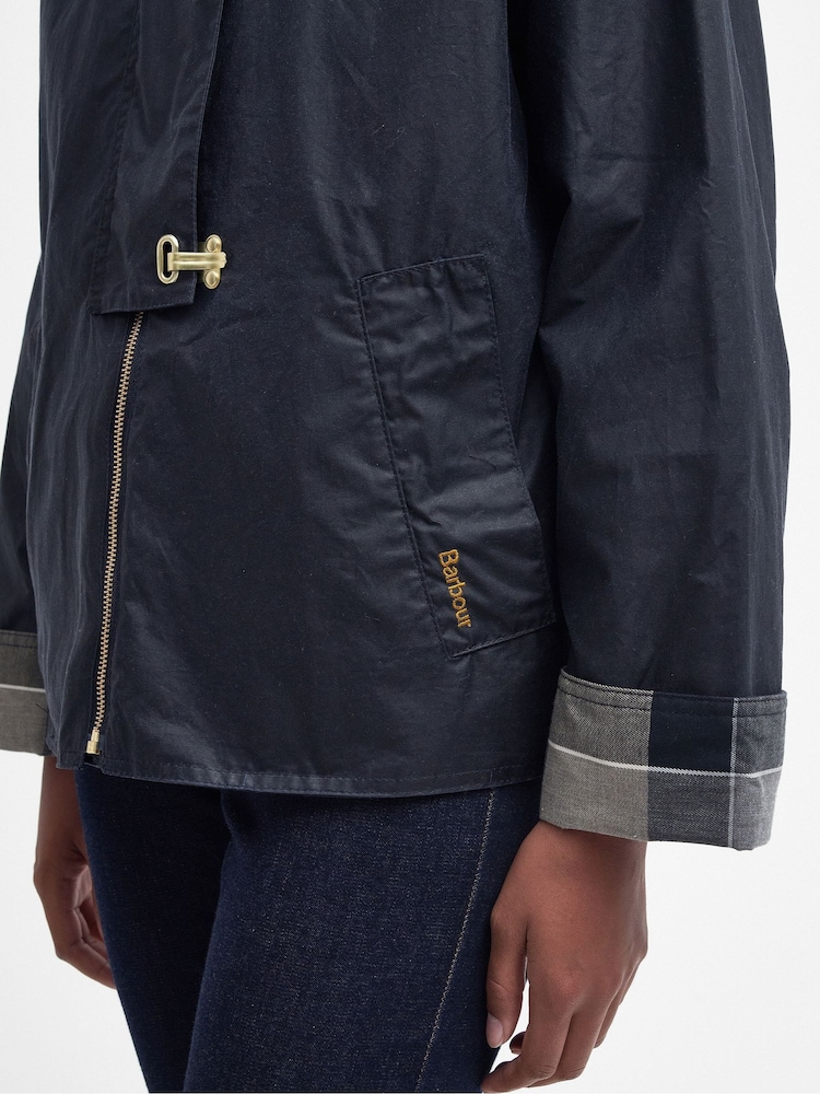 Barbour® Blue 100% Cotton Drummond Wax Jacket - Image 6 of 9