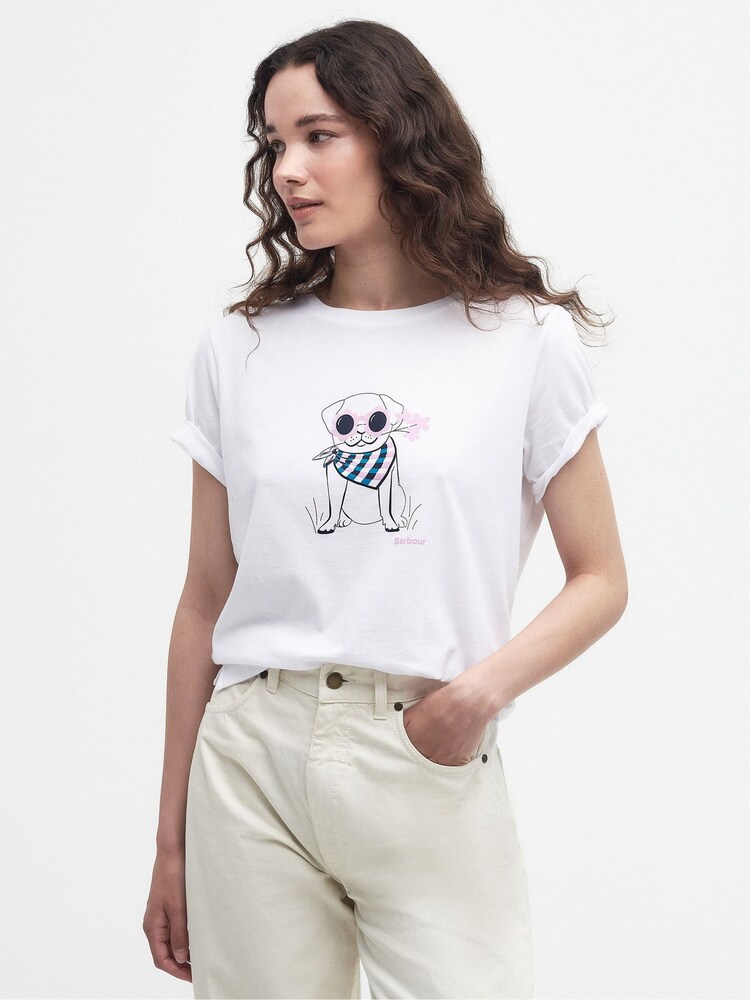 Barbour® White 100% Cotton Honeywell Dog Graphic Print T-Shirt - Image 1 of 5