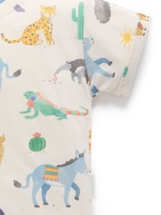 Purebaby Blue Animal Fiesta Relaxed T-Shirt - Image 4 of 6