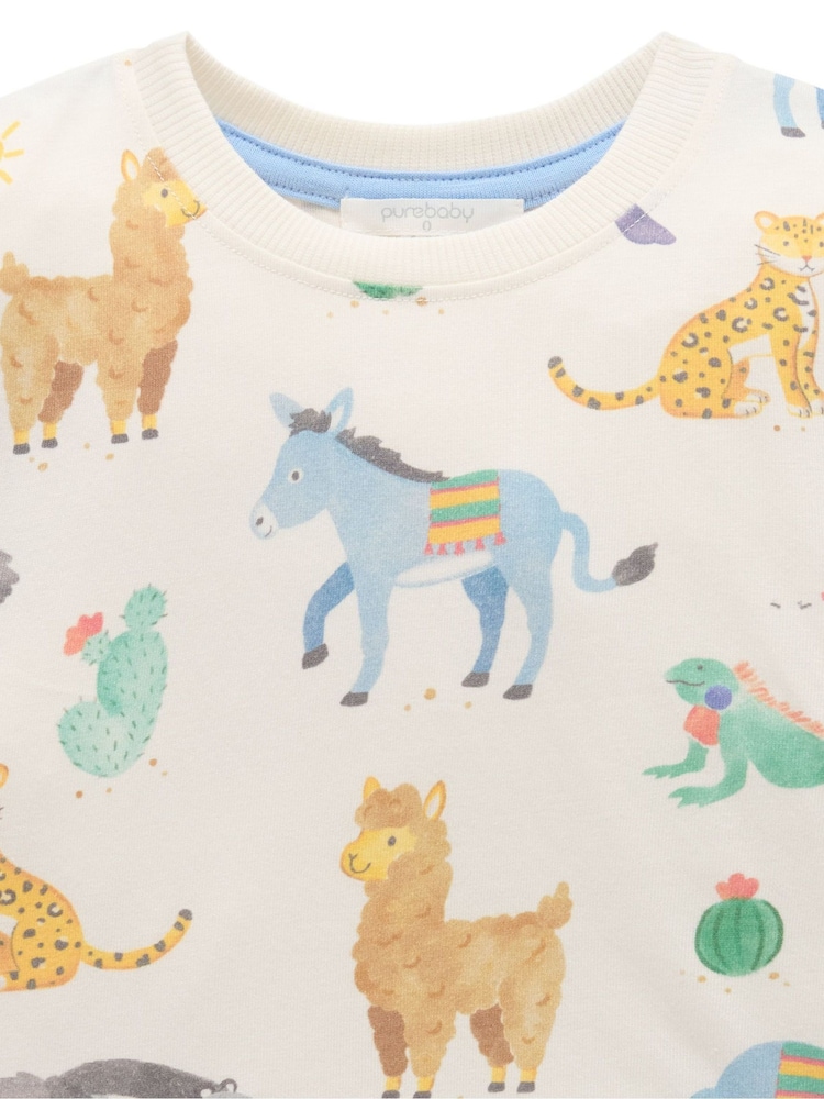 Purebaby Blue Animal Fiesta Relaxed T-Shirt - Image 6 of 6