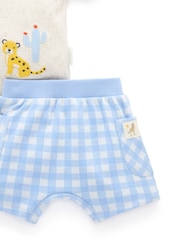 Purebaby Blue Gingham Shorts and T-Shirt Set - Image 4 of 6