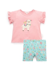 Purebaby Pink Ruffle T-Shirt & Shorts Set - Image 5 of 8