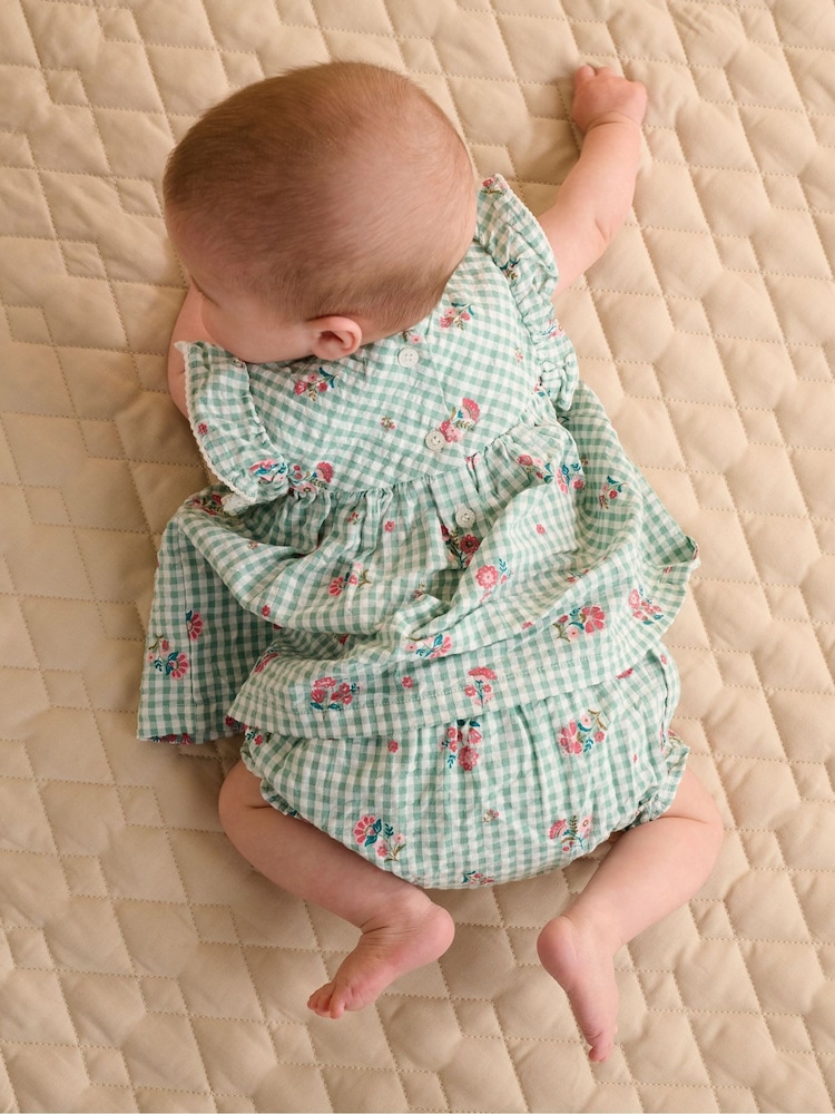 Purebaby Green Frida Gingham Set - Image 2 of 7