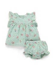 Purebaby Green Frida Gingham Set - Image 4 of 7