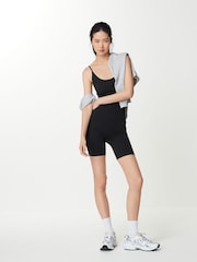 Black Premium Ribbed Strappy Cami Unitard Playsuit - Image 2 of 6