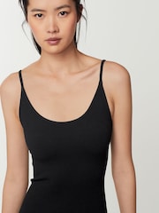 Black Premium Ribbed Strappy Cami Unitard Playsuit - Image 4 of 6