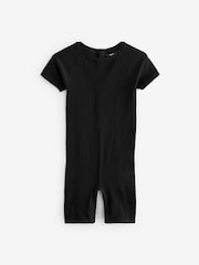 Black Rochelle Premium Ribbed Short Sleeve Unitard - Image 5 of 6