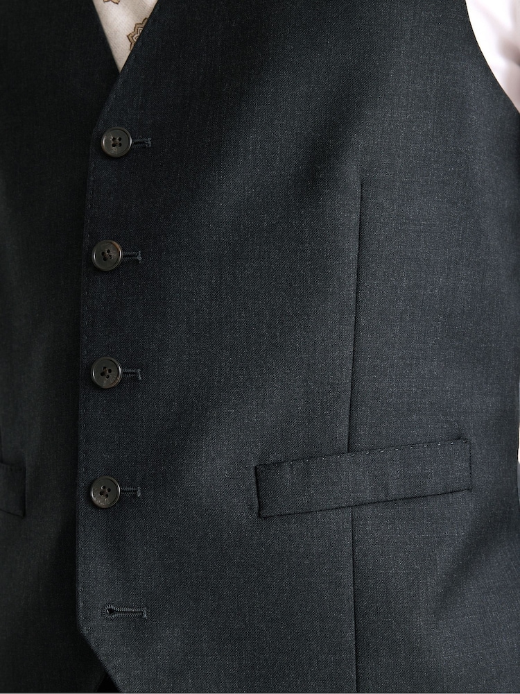 MOSS Charcoal Regular Twill Suit Waistcoat - Image 3 of 3 MOSS Charcoal Regular Twill Suit Waistcoat - Image 3 of 3