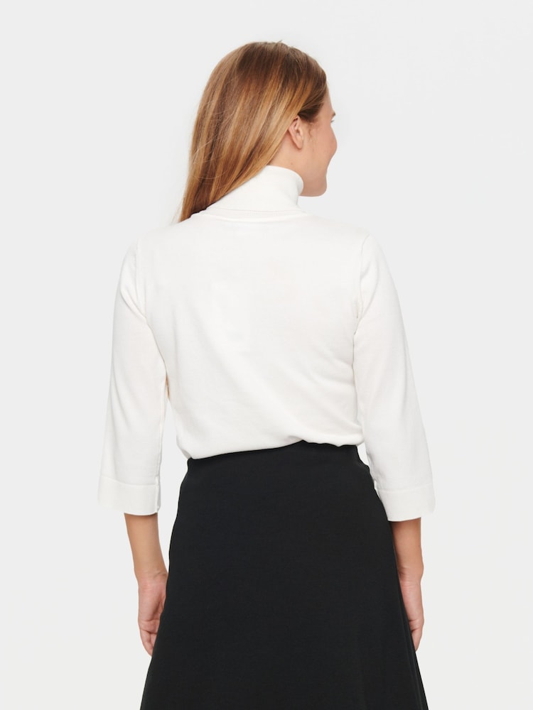 Saint Tropez Kila Roll Neck 3/4th Sleeve Pullover White Jumper - Image 2 of 5