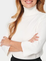 Saint Tropez Kila Roll Neck 3/4th Sleeve Pullover White Jumper - Image 4 of 5