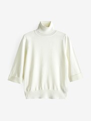 Saint Tropez Kila Roll Neck 3/4th Sleeve Pullover White Jumper - Image 5 of 5