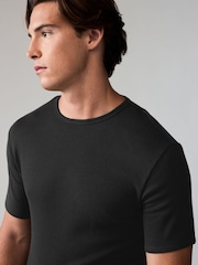 Black Short Sleeve Thermal Top and Leggings Set - Image 4 of 9